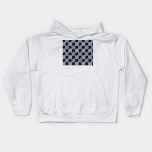 Floral Checkerboard in Blue and White Kids Hoodie